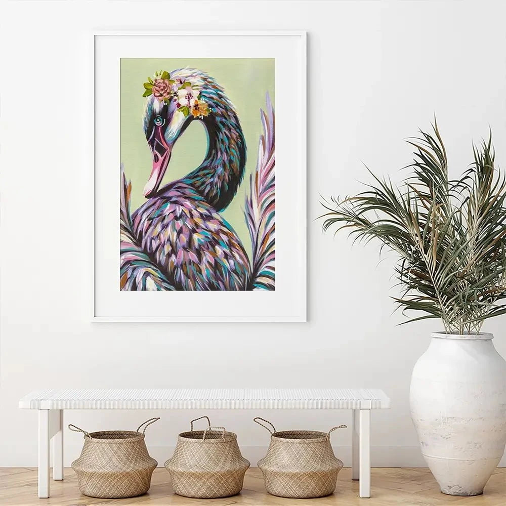 Swan With Flowers Framed Art Print Swan With Flowers Framed Art Print wall art product Carolee Vitaletti