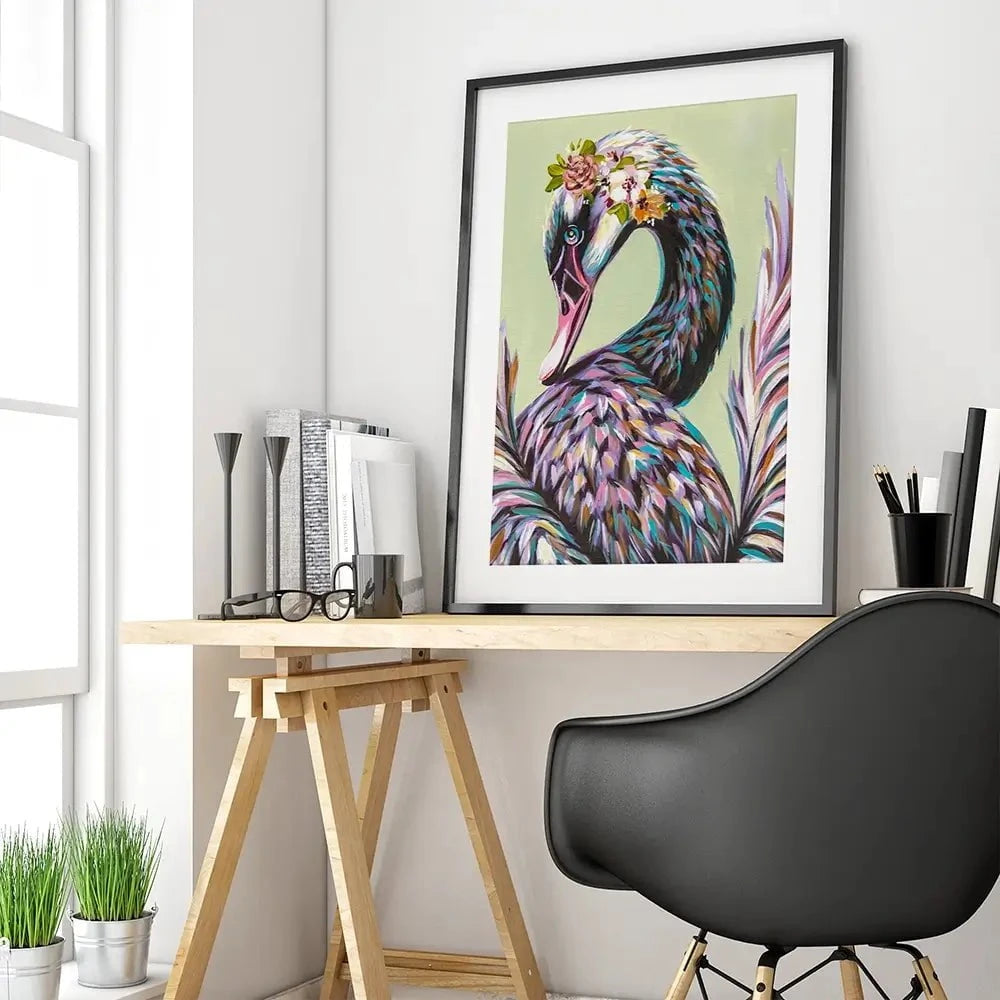 Swan With Flowers Framed Art Print Swan With Flowers Framed Art Print wall art product Carolee Vitaletti