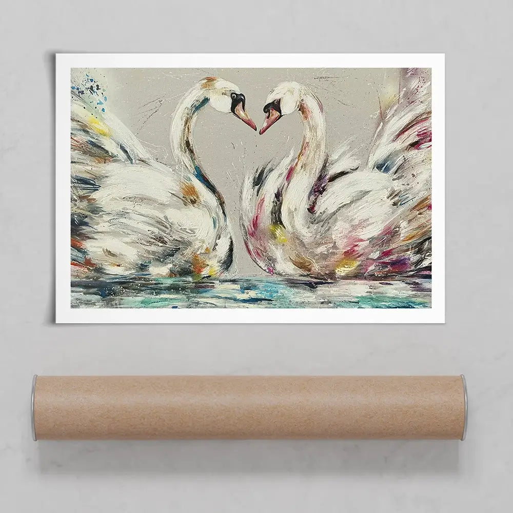 Swans In Love Art Print Swans In Love Art Print wall art product Nicola Jane Rowles