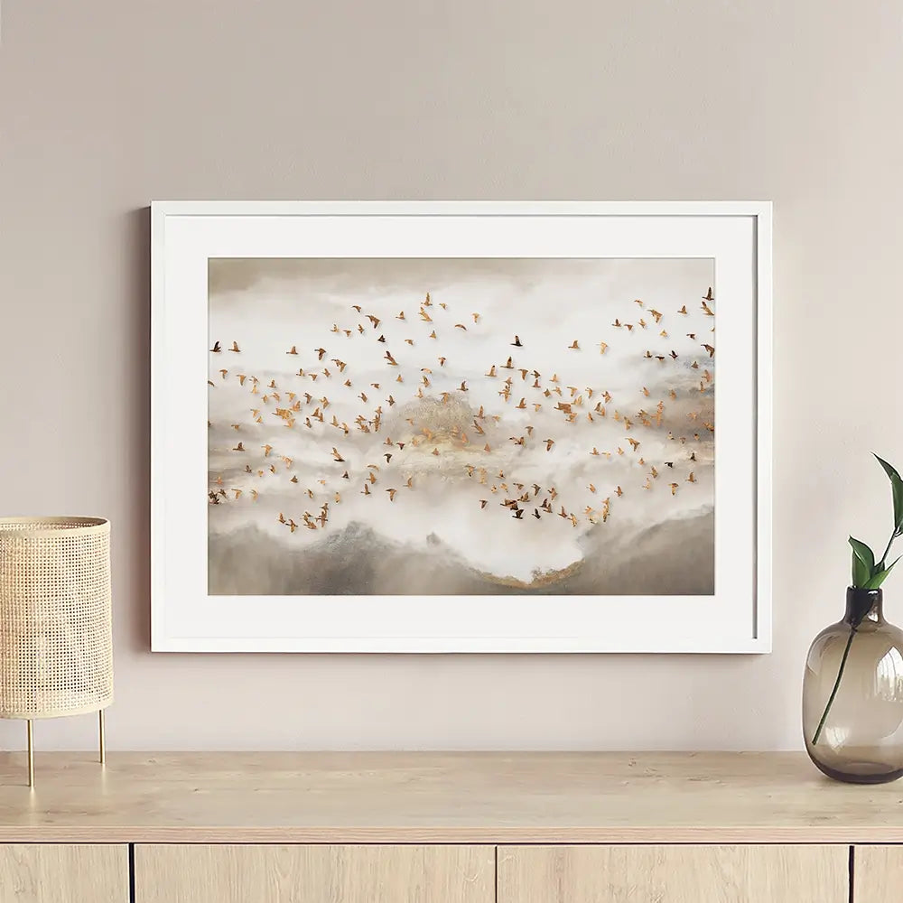 Swarm Of Birds Framed Art Print Swarm Of Birds Framed Art Print wall art product Art Print Shop