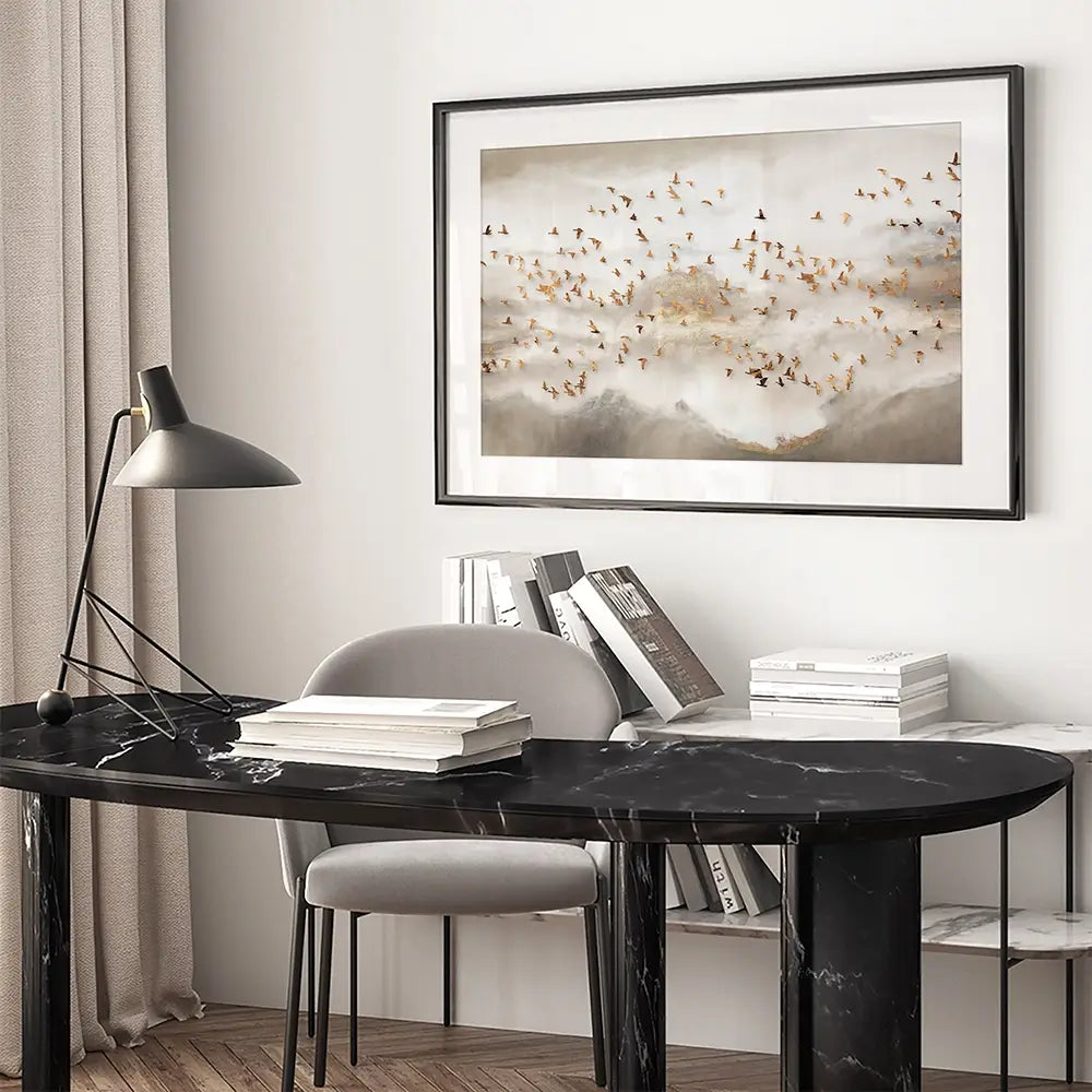 Swarm Of Birds Framed Art Print Swarm Of Birds Framed Art Print wall art product Art Print Shop