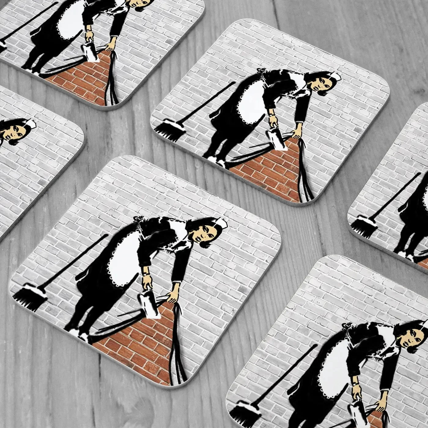 Sweep It Under The Carpet Coaster Set Rainbow Soul Tree Coaster Set | Rainbow Soul Tree Art Coasters wall art product Banksy