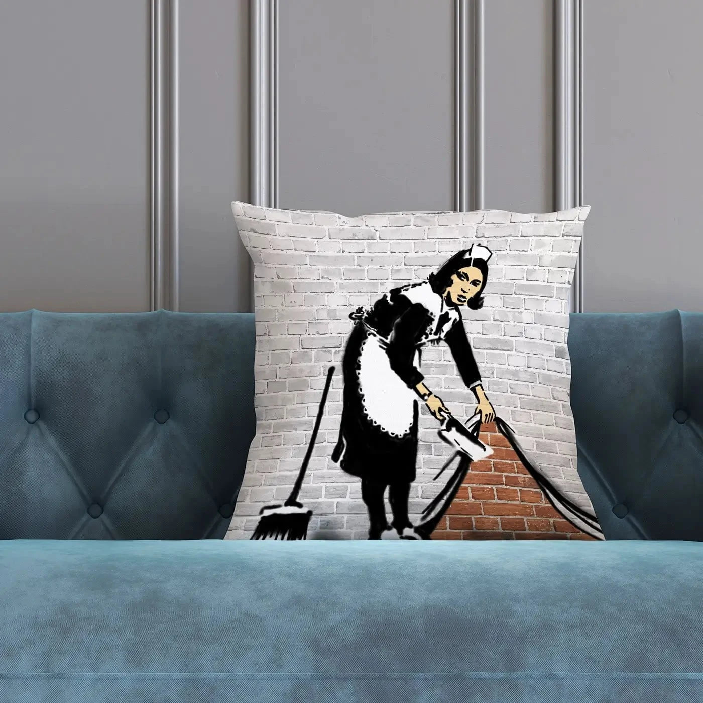 Sweep It Under The Carpet Cushion Sweep It Under The Carpet Cushion wall art product Banksy
