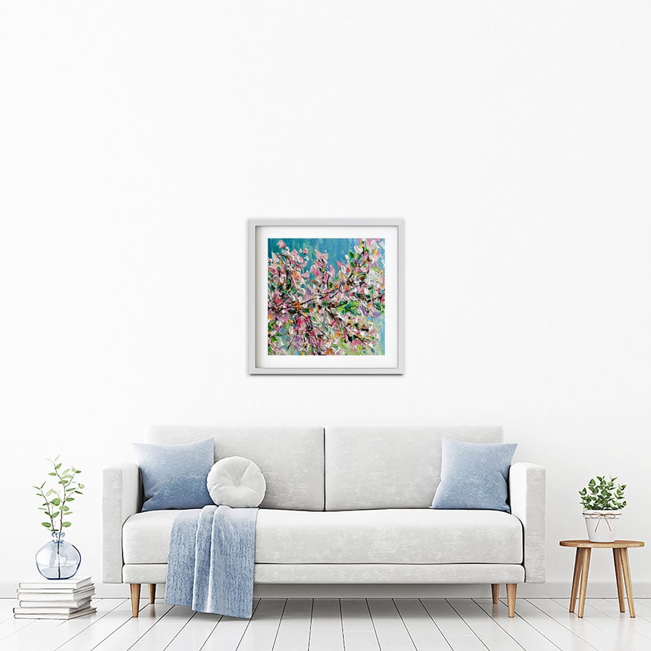 Sweet Cherry Blossom Square Framed Art Print wall art product Olga Tkachyk