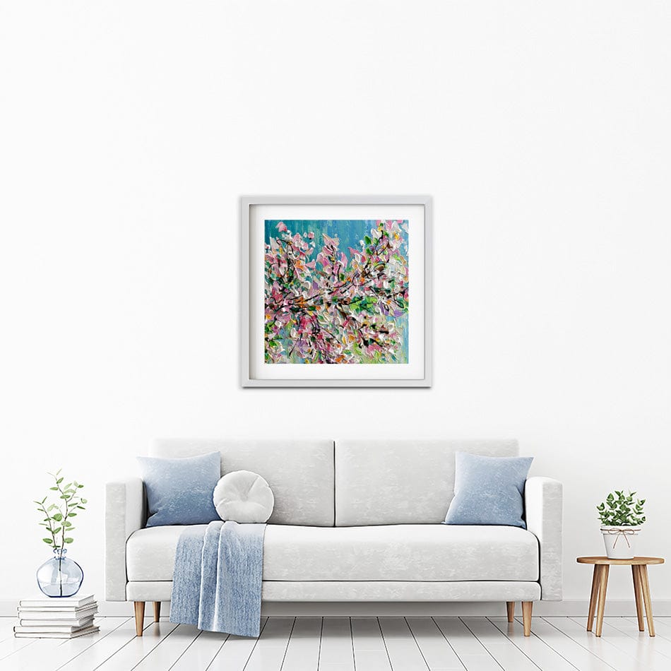 Sweet Cherry Blossom Square Framed Art Print wall art product Olga Tkachyk