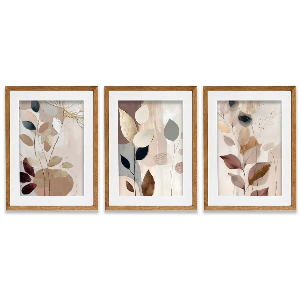 Sweet Leaves Framed Art Print Trio Sweet Leaves Framed Art Print Trio wall art product Bella Eve