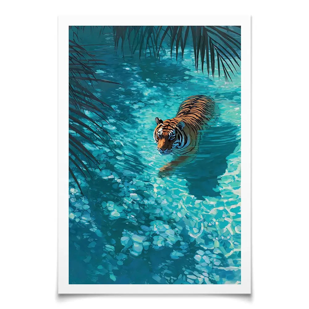 Swimming Tiger Art Print Swimming Tiger Art Print wall art product Petals Prints Design - Independent