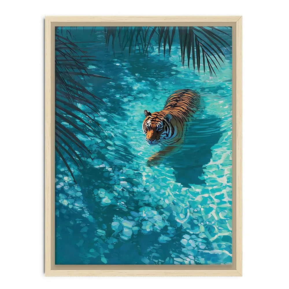 Swimming Tiger Canvas Print Swimming Tiger Canvas Print wall art product Petals Prints Design - Independent