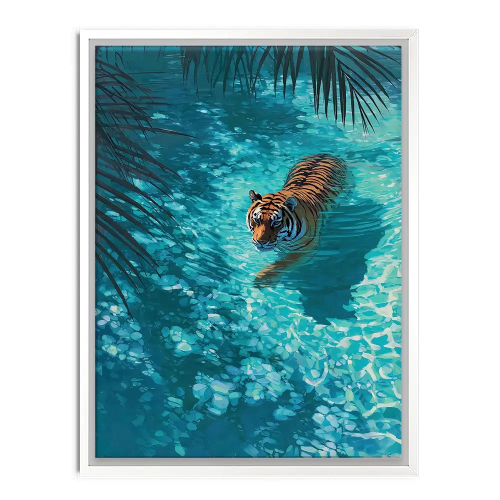 Swimming Tiger Canvas Print Swimming Tiger Canvas Print wall art product Petals Prints Design - Independent
