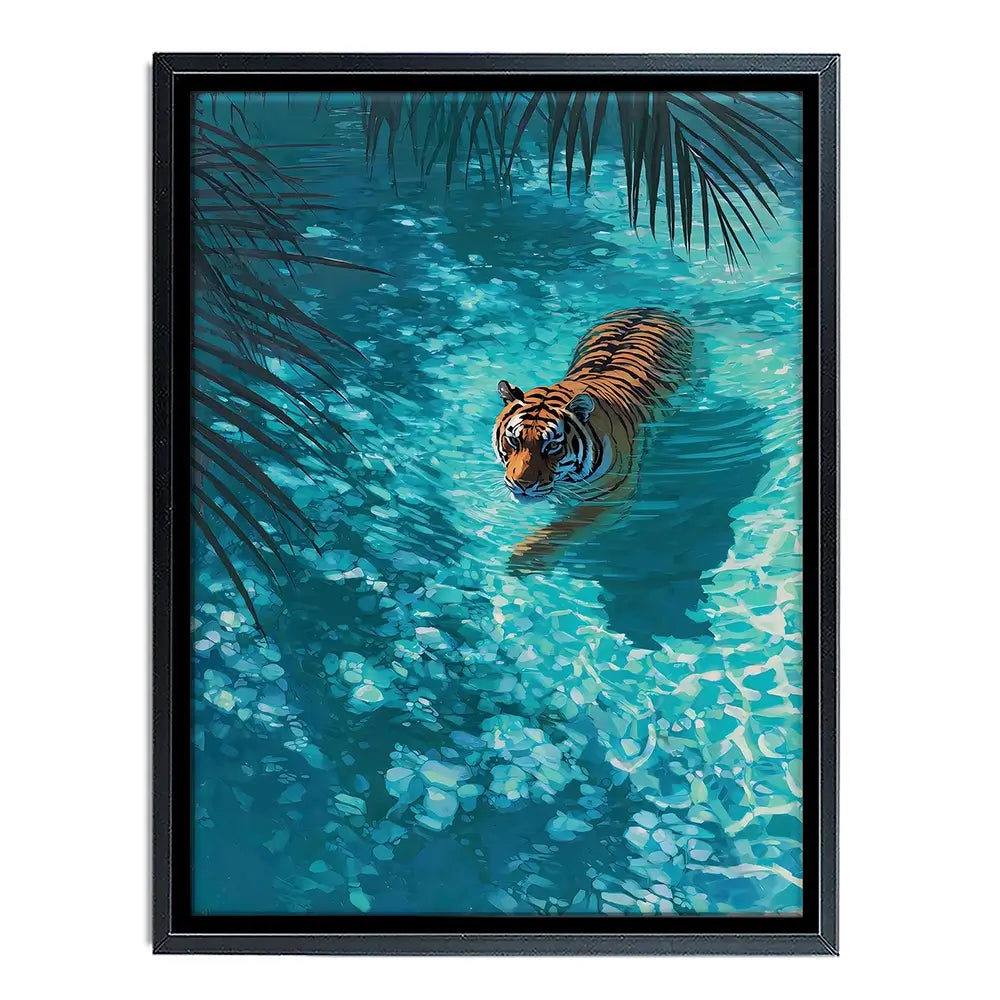 Swimming Tiger Canvas Print Swimming Tiger Canvas Print wall art product Petals Prints Design - Independent