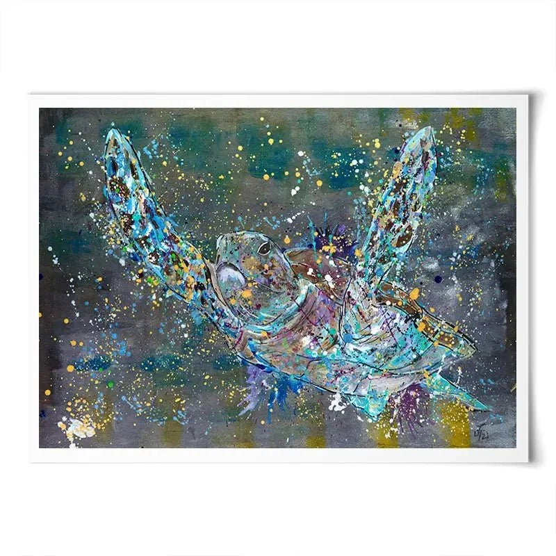 Swimming Turtle Splash Art Print Swimming Turtle Splash Art Print wall art product Jamie Taylor