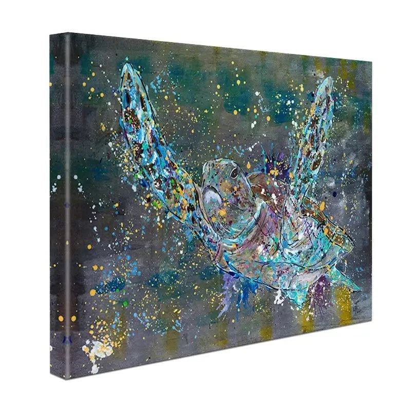 Swimming Turtle Splash Canvas Print Swimming Turtle Splash Canvas Print wall art product Jamie Taylor