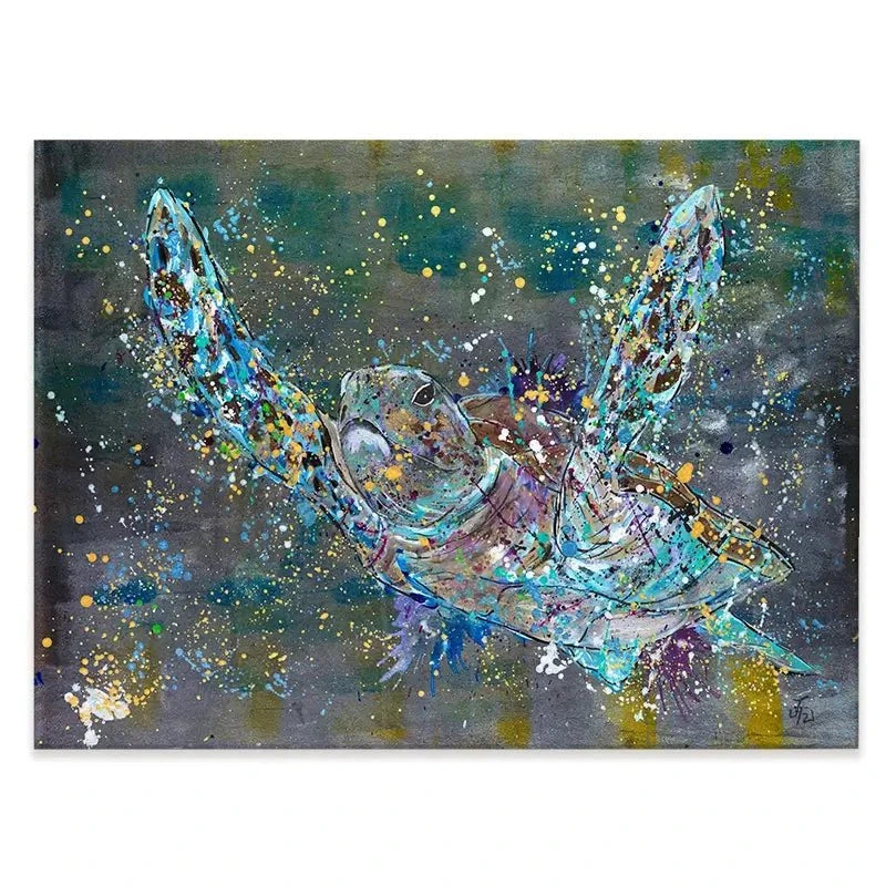 Swimming Turtle Splash Canvas Print Swimming Turtle Splash Canvas Print wall art product Jamie Taylor