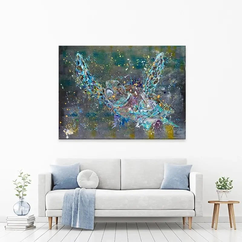 Swimming Turtle Splash Canvas Print Swimming Turtle Splash Canvas Print wall art product Jamie Taylor