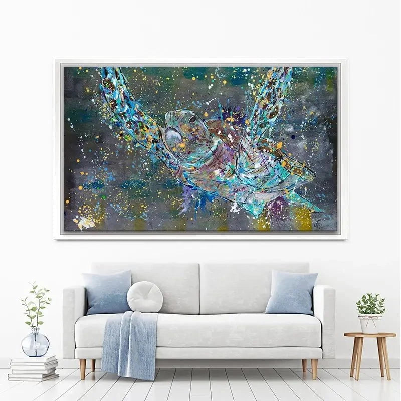 Swimming Turtle Splash Canvas Print Swimming Turtle Splash Canvas Print wall art product Jamie Taylor