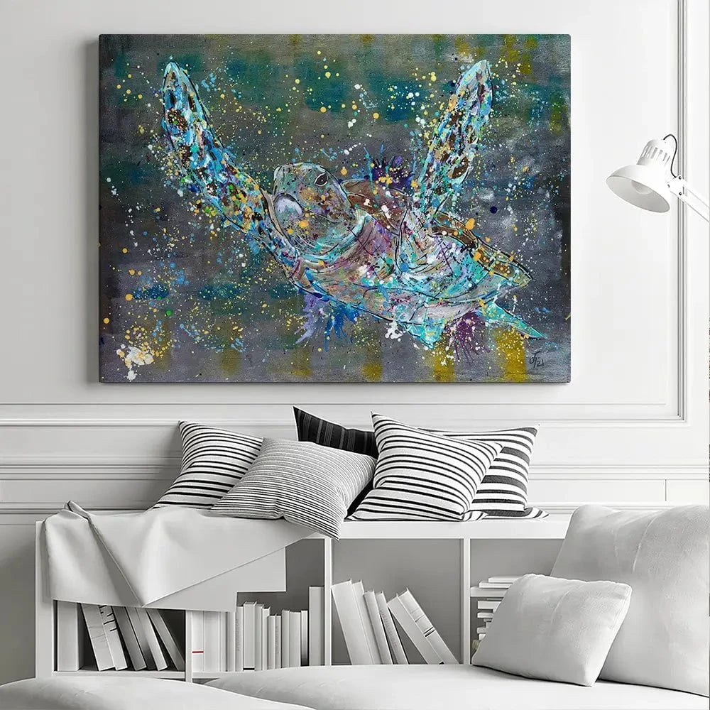 Swimming Turtle Splash Canvas Print Swimming Turtle Splash Canvas Print wall art product Jamie Taylor