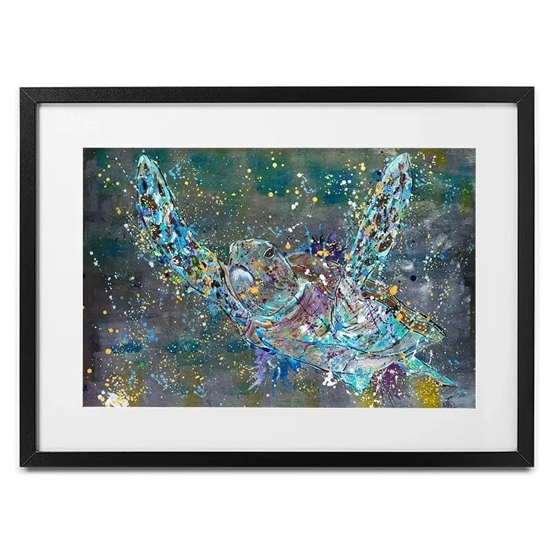 Swimming Turtle Splash Framed Art Print Swimming Turtle Splash Framed Art Print wall art product Jamie Taylor