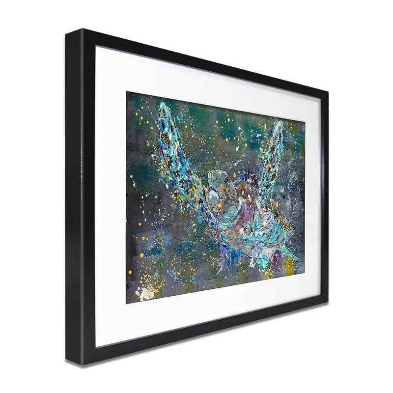 Swimming Turtle Splash Framed Art Print Swimming Turtle Splash Framed Art Print wall art product Jamie Taylor