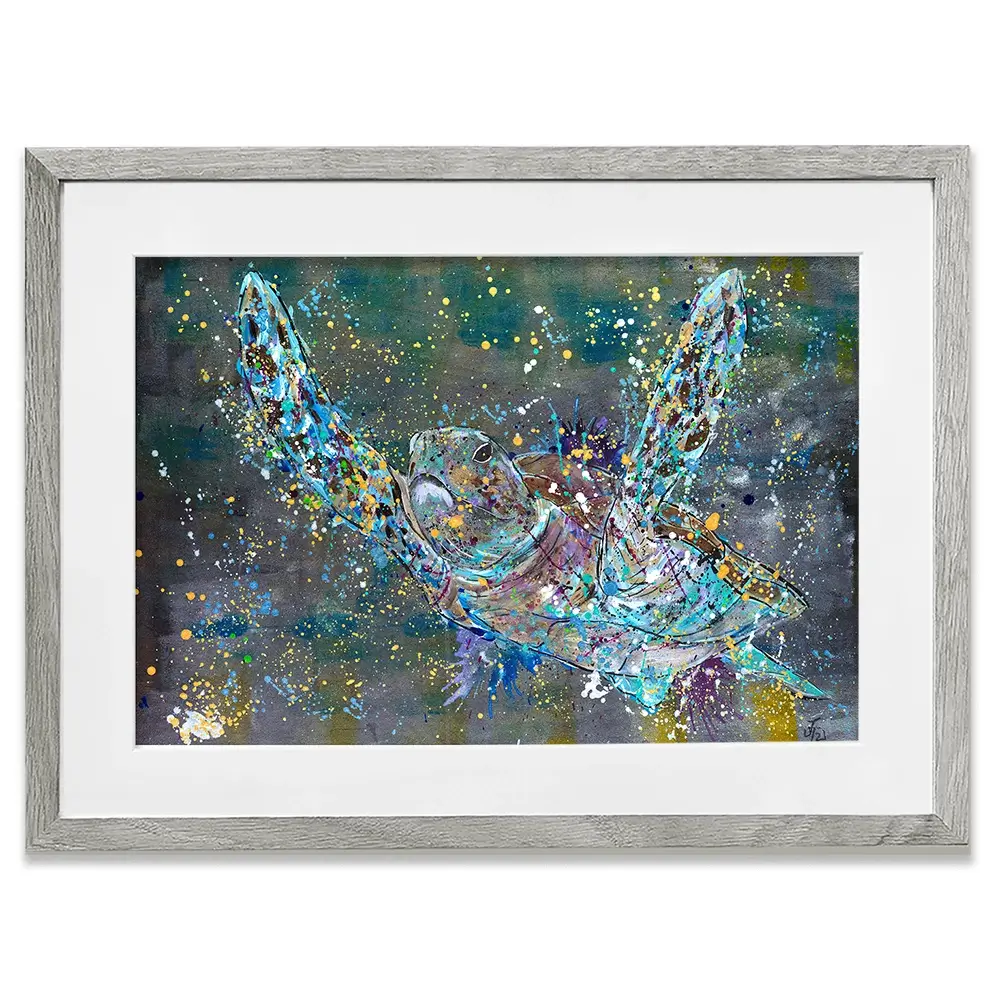 Swimming Turtle Splash Framed Art Print Swimming Turtle Splash Framed Art Print wall art product Jamie Taylor