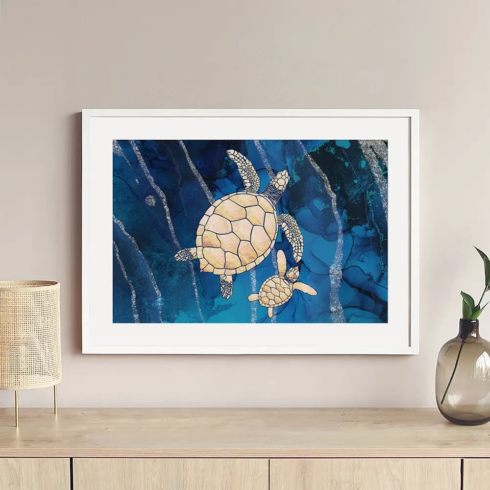 Swimming Turtles Framed Art Print Swimming Turtles Framed Art Print wall art product Sarah Manovski