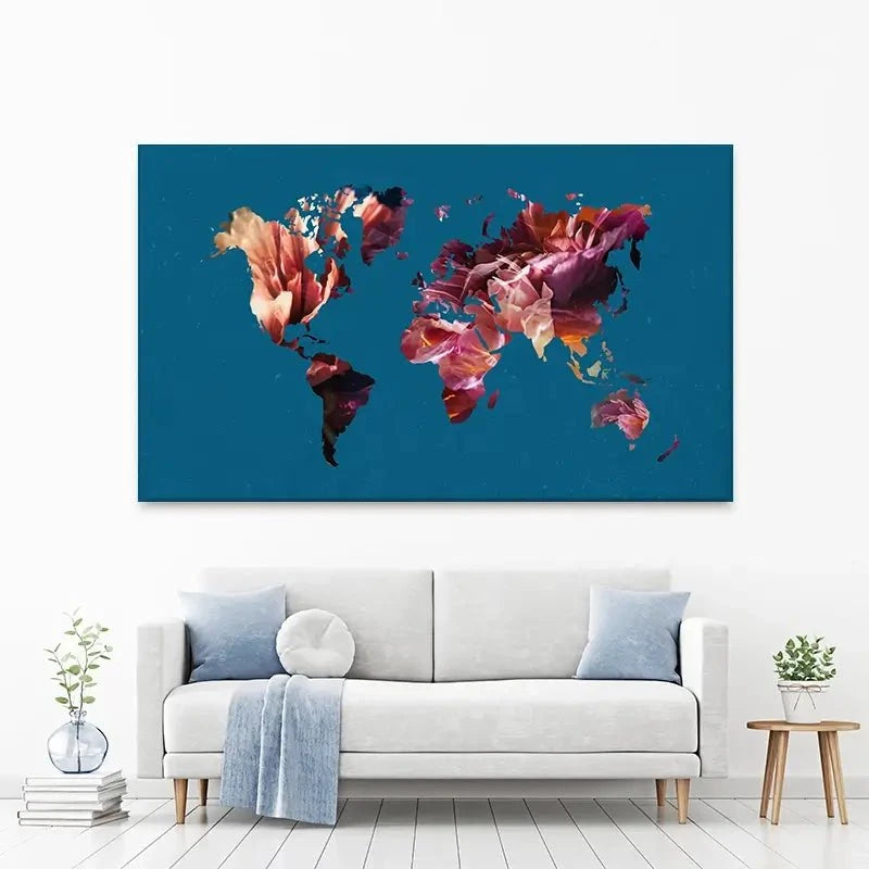 Teal Map Canvas Print Teal Map Canvas Print wall art product Sarah Manovski