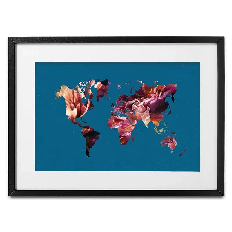 Teal Map Framed Art Print Teal Map Framed Art Print wall art product Sarah Manovski