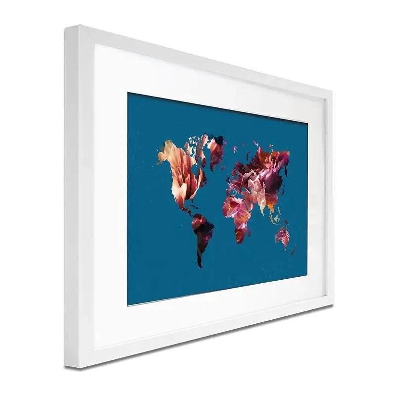 Teal Map Framed Art Print Teal Map Framed Art Print wall art product Sarah Manovski