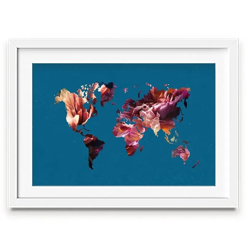 Teal Map Framed Art Print Teal Map Framed Art Print wall art product Sarah Manovski