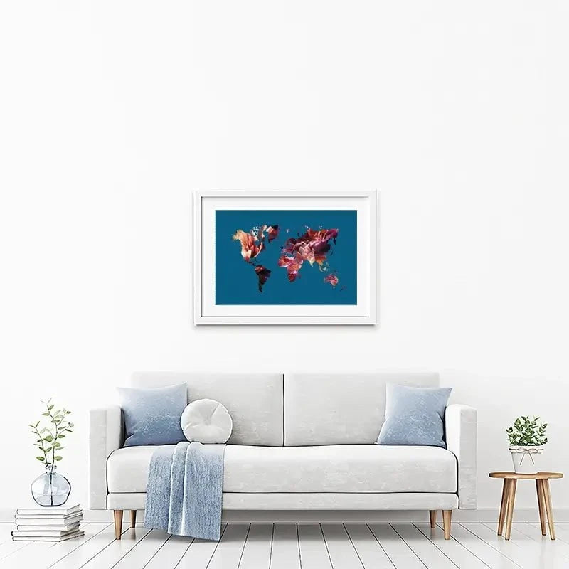 Teal Map Framed Art Print Teal Map Framed Art Print wall art product Sarah Manovski