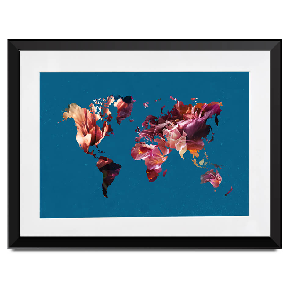 Teal Map Framed Art Print Teal Map Framed Art Print wall art product Sarah Manovski