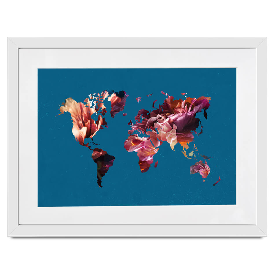 Teal Map Framed Art Print Teal Map Framed Art Print wall art product Sarah Manovski