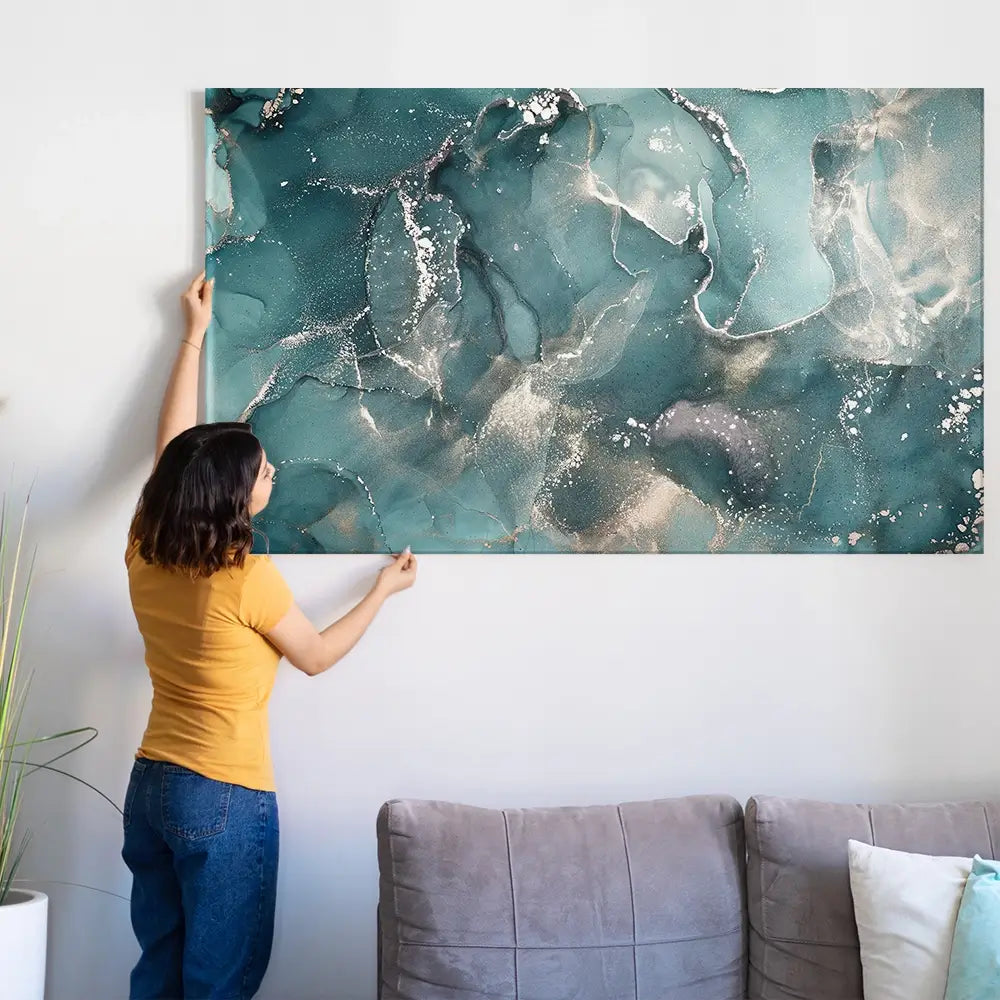 Teal Marble Oversized Canvas Print Teal Marble Oversized Canvas Print wall art product Art Print Shop