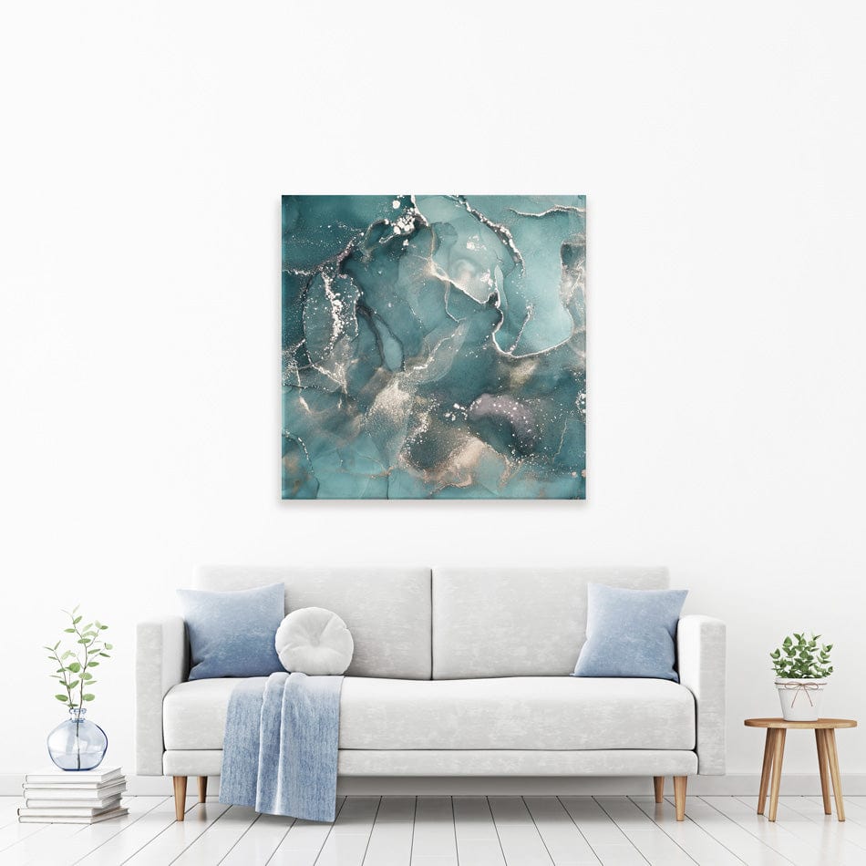 Teal Marble Square Canvas Print wall art product djero.adlibeshe yahoo.com / Shutterstock