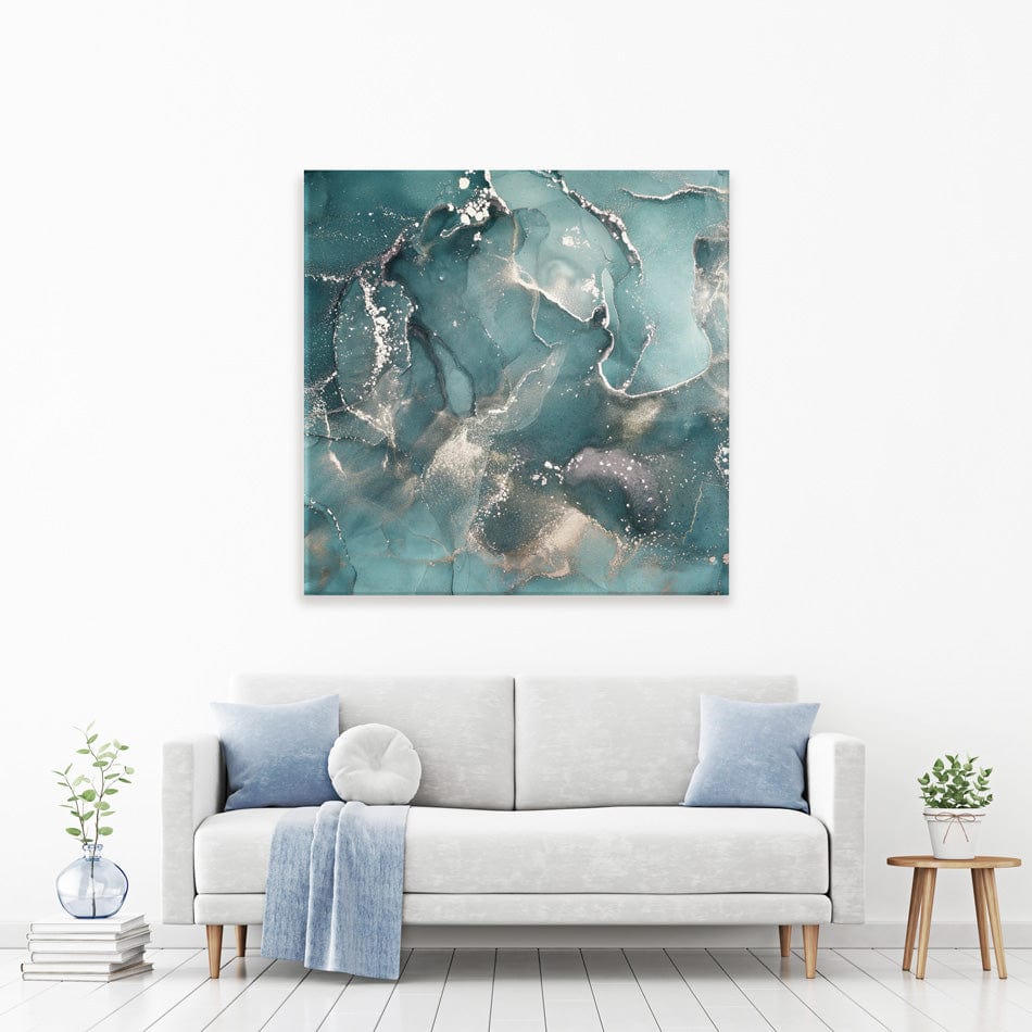 Teal Marble Square Canvas Print wall art product djero.adlibeshe yahoo.com / Shutterstock