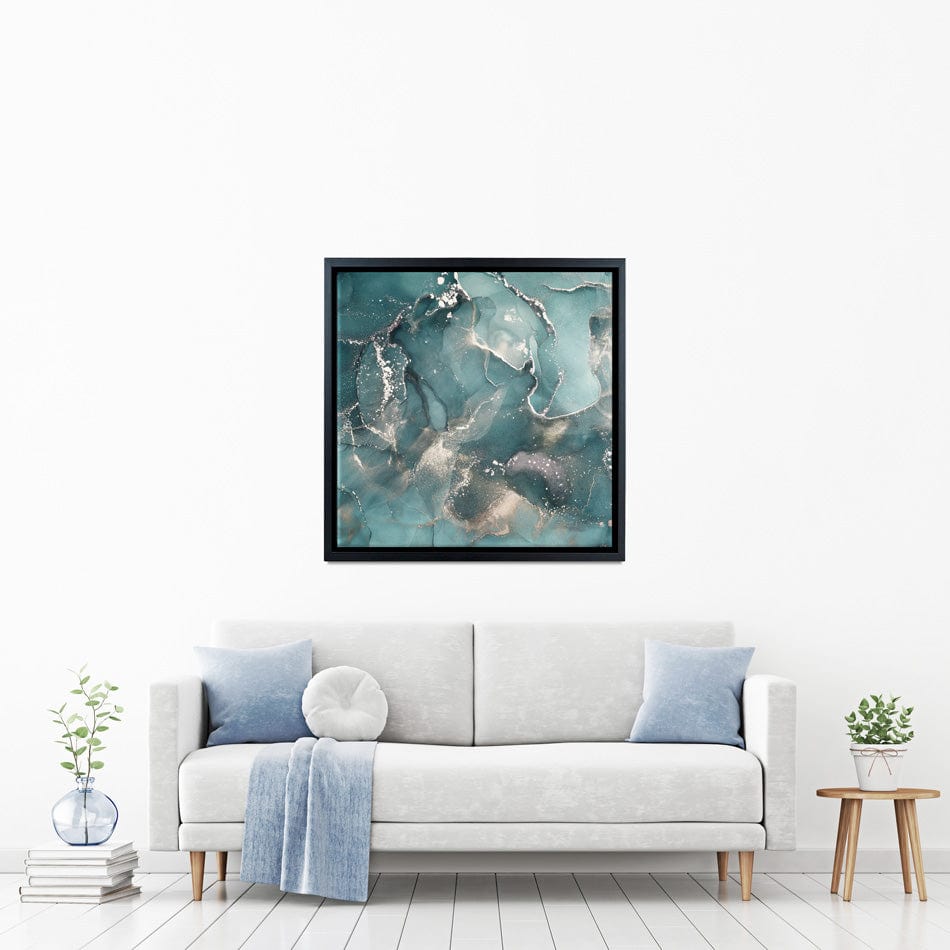 Teal Marble Square Canvas Print wall art product djero.adlibeshe yahoo.com / Shutterstock