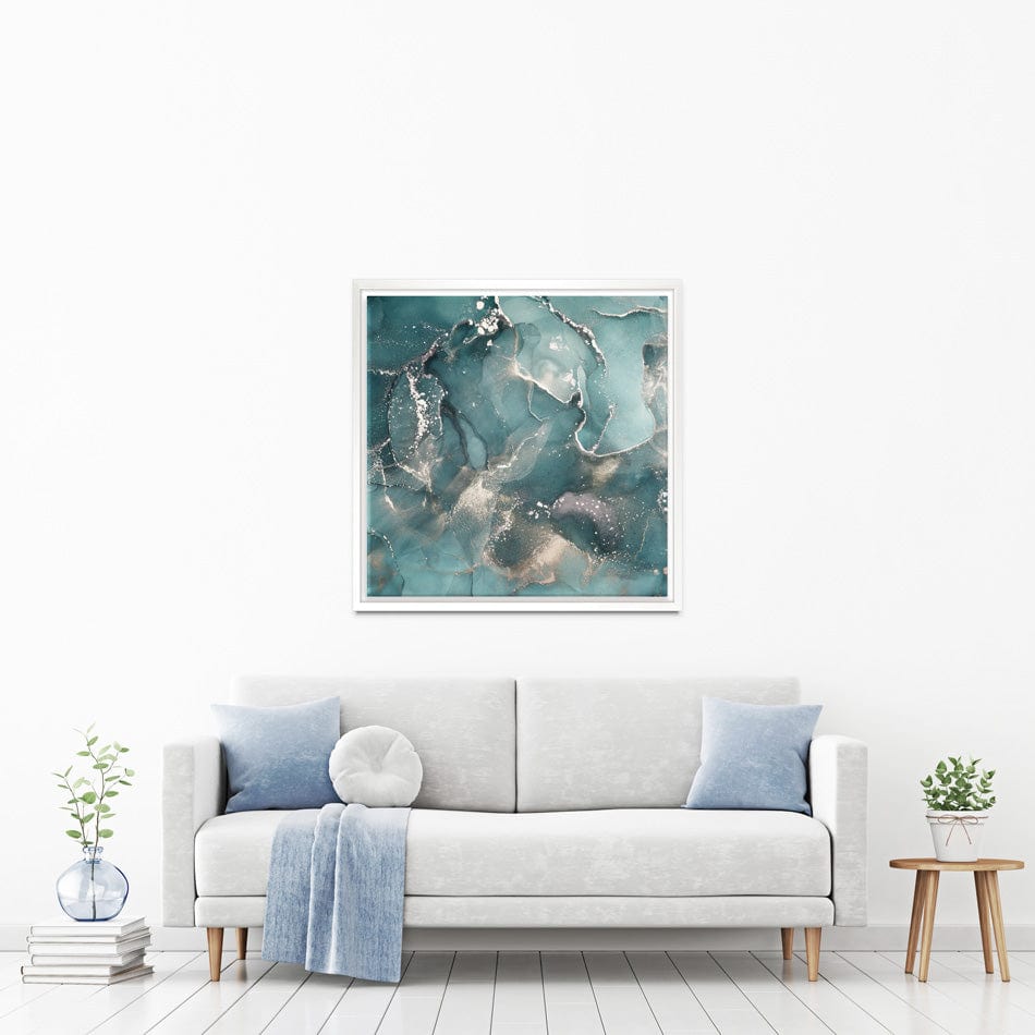 Teal Marble Square Canvas Print wall art product djero.adlibeshe yahoo.com / Shutterstock