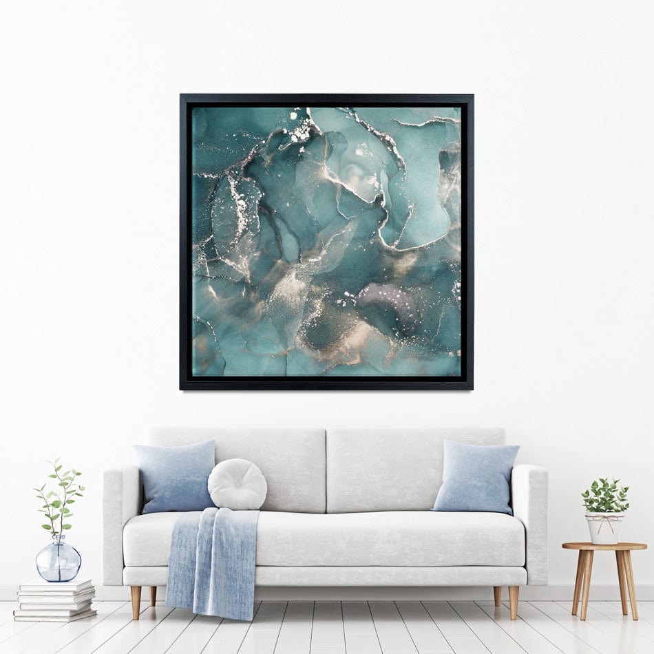 Teal Marble Square Canvas Print wall art product djero.adlibeshe yahoo.com / Shutterstock