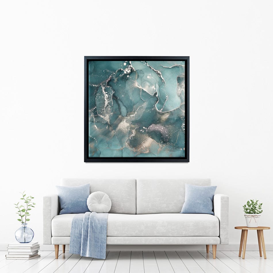 Teal Marble Square Canvas Print wall art product djero.adlibeshe yahoo.com / Shutterstock