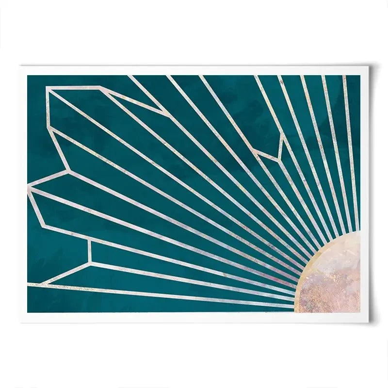Teal Sunrays Art Print Teal Sunrays Art Print wall art product Sarah Manovski