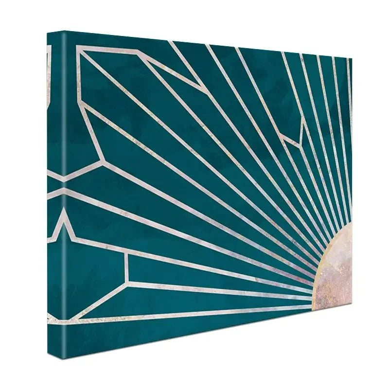Teal Sunrays Canvas Print Teal Sunrays Canvas Print wall art product Sarah Manovski