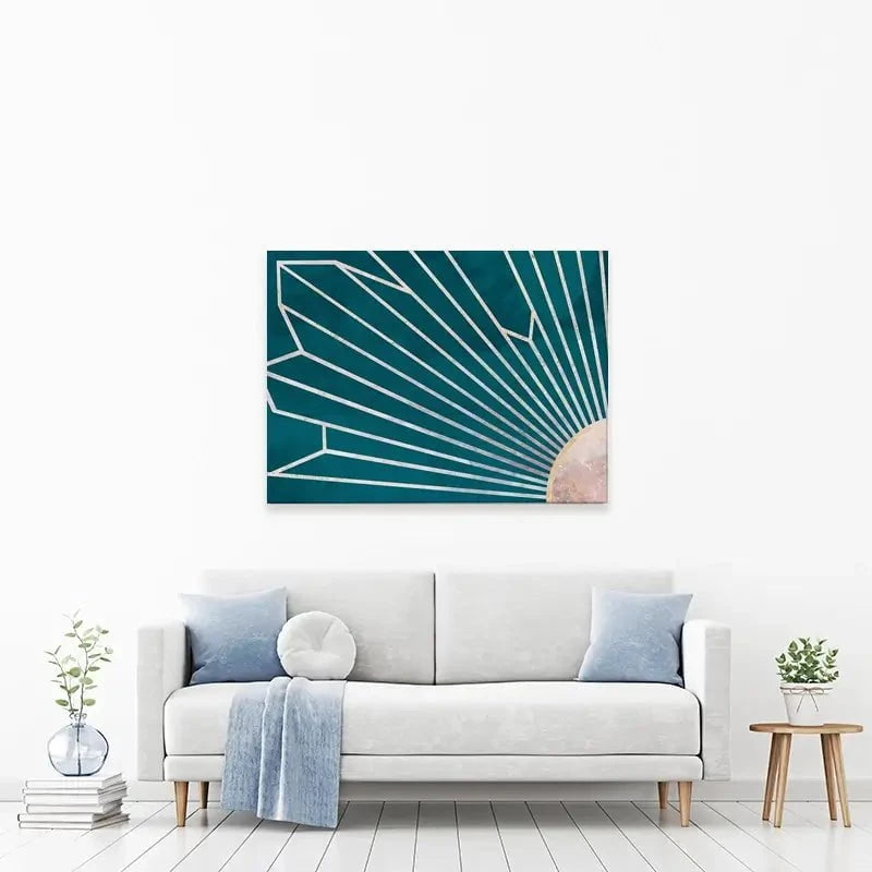 Teal Sunrays Canvas Print Teal Sunrays Canvas Print wall art product Sarah Manovski