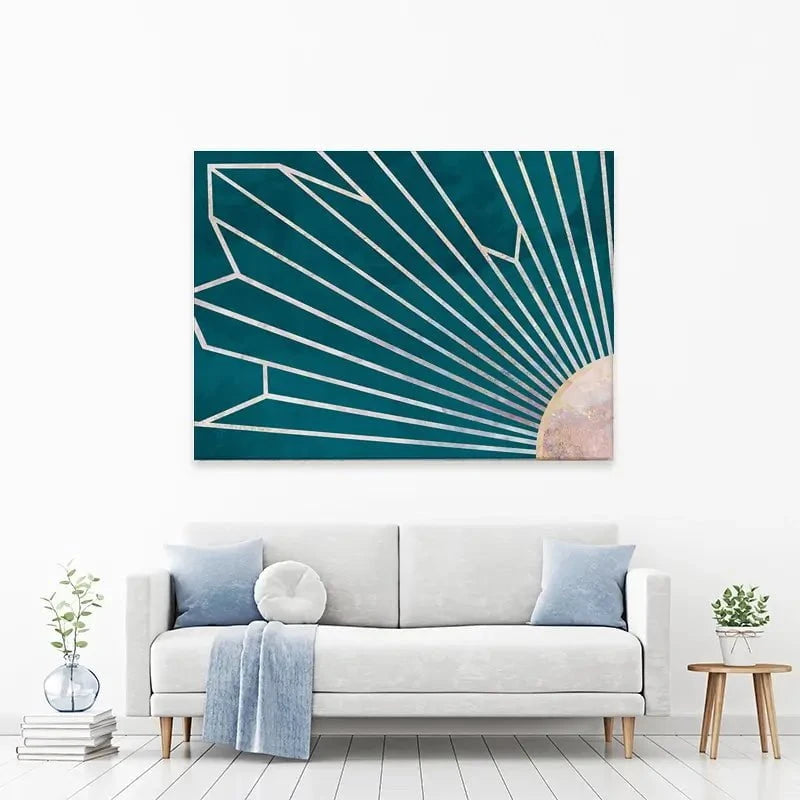 Teal Sunrays Canvas Print Teal Sunrays Canvas Print wall art product Sarah Manovski
