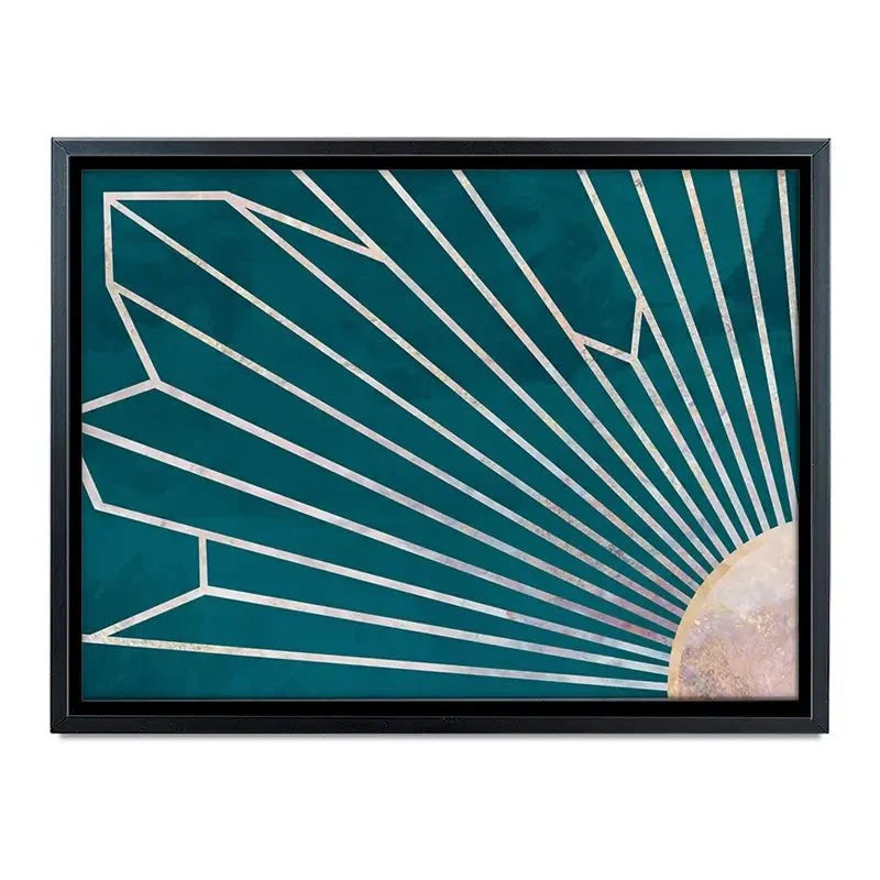 Teal Sunrays Canvas Print Teal Sunrays Canvas Print wall art product Sarah Manovski