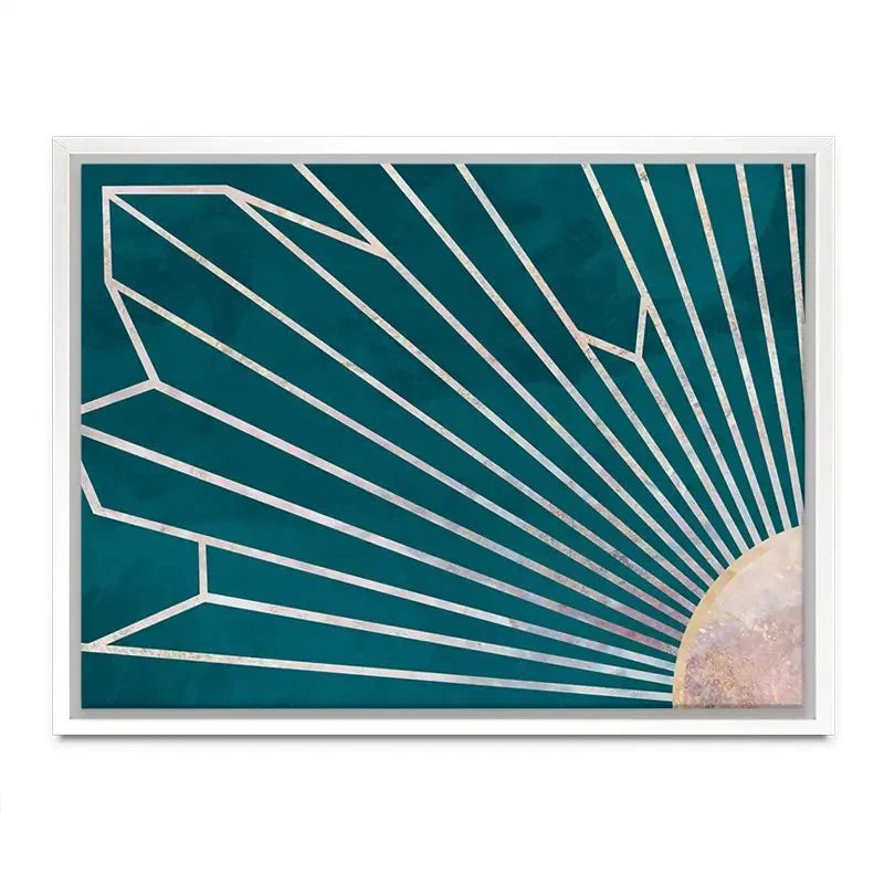 Teal Sunrays Canvas Print Teal Sunrays Canvas Print wall art product Sarah Manovski
