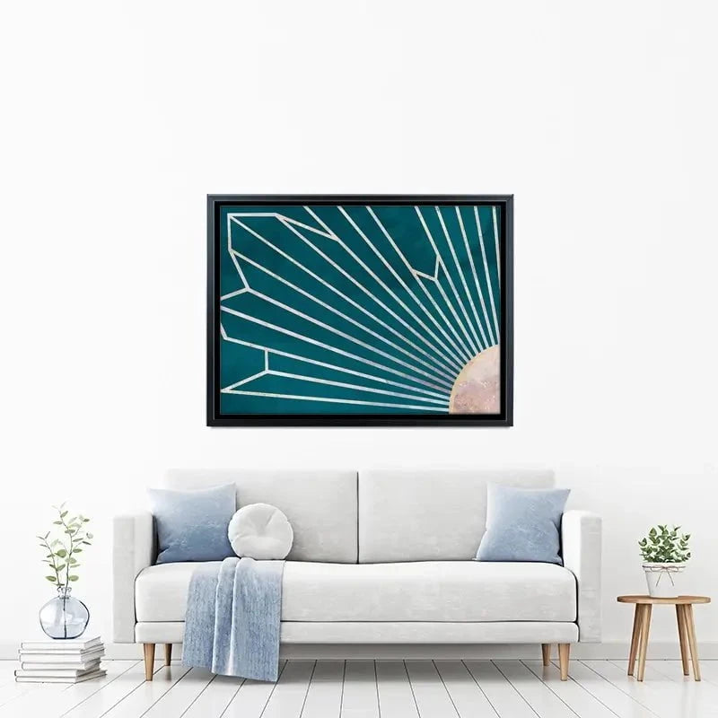 Teal Sunrays Canvas Print Teal Sunrays Canvas Print wall art product Sarah Manovski