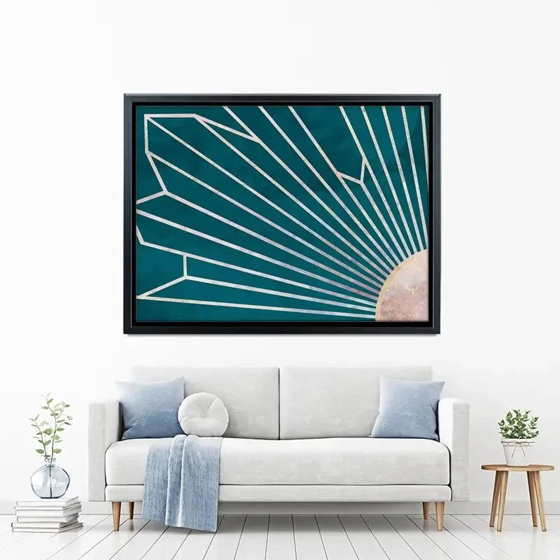 Teal Sunrays Canvas Print Teal Sunrays Canvas Print wall art product Sarah Manovski