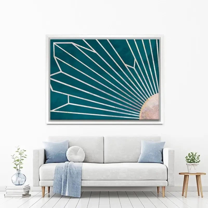 Teal Sunrays Canvas Print Teal Sunrays Canvas Print wall art product Sarah Manovski