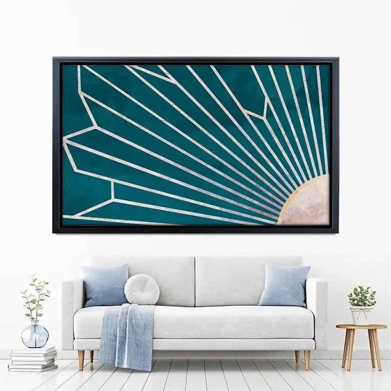 Teal Sunrays Canvas Print Teal Sunrays Canvas Print wall art product Sarah Manovski