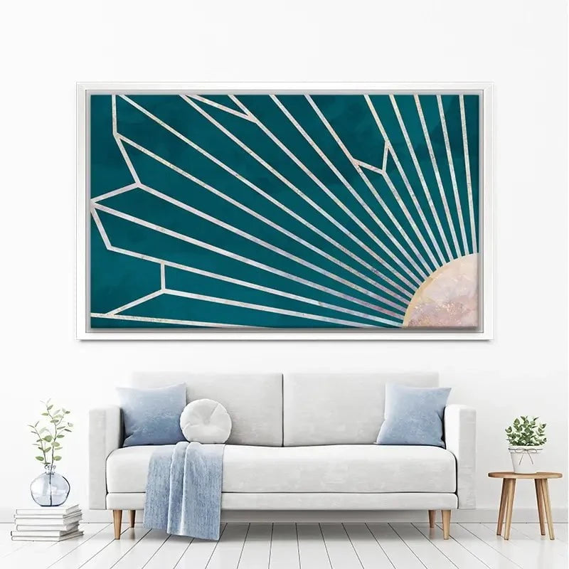 Teal Sunrays Canvas Print Teal Sunrays Canvas Print wall art product Sarah Manovski