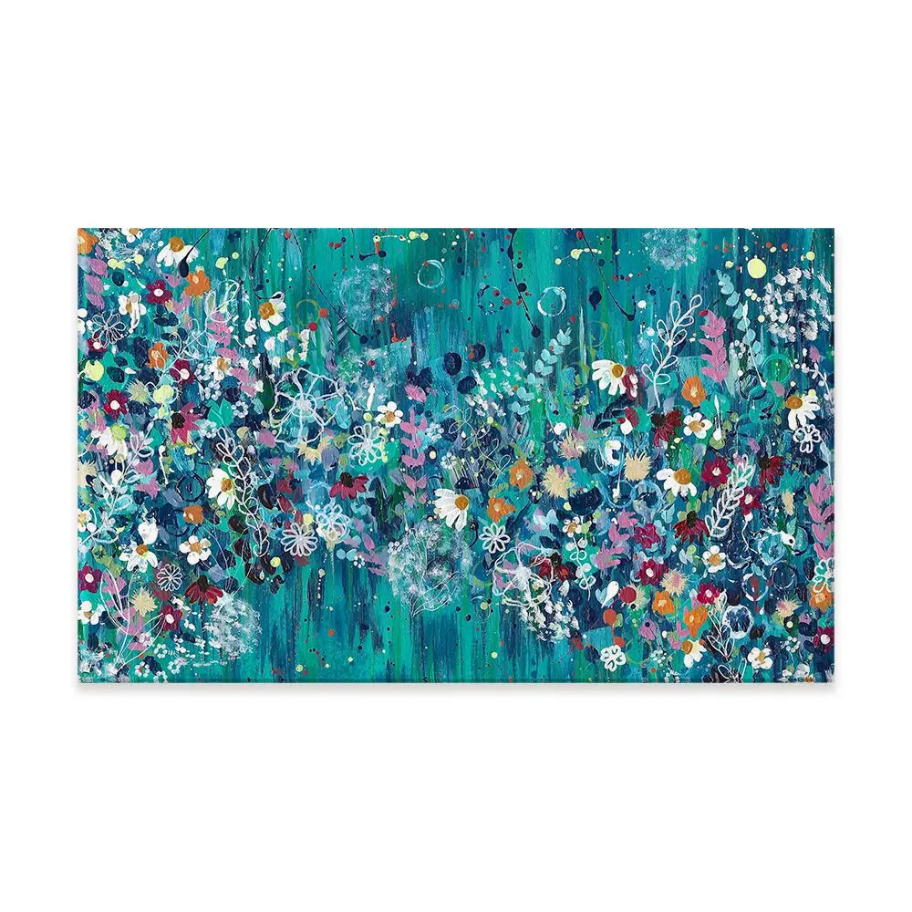 Teal Wildflowers Canvas Print Teal Wildflowers Canvas Print wall art product Emma LC Art